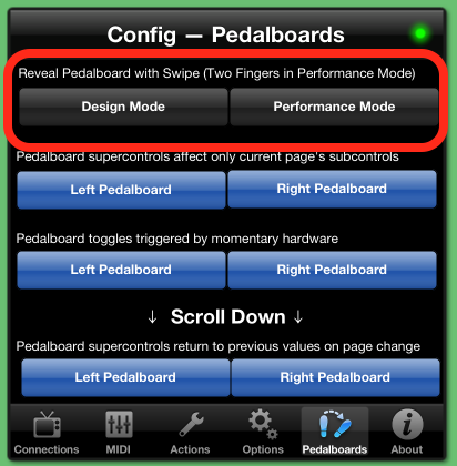 Swipe to Reveal Pedalboards Option