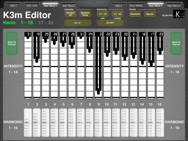 Page 4 + 5: User Wave Setting (16 harmonics/intensities on each page)