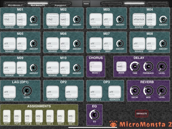 Mod matrix and fx