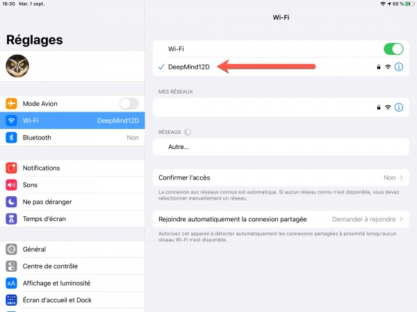 Connect to Wi-Fi access point on iPad