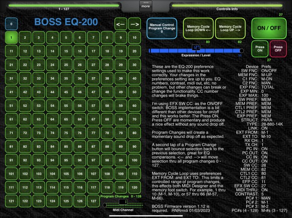 One Page EQ-200 Controller iPad