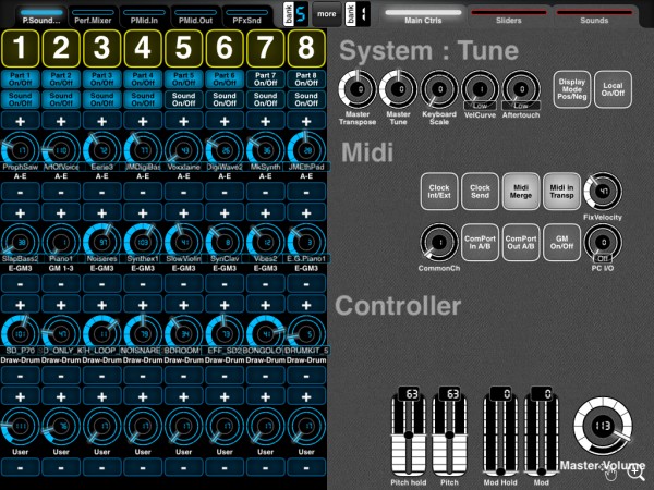 Performance Sound and Part select / Sound select per Bank with names