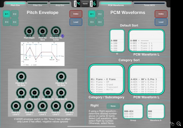 Pitch Envelope / PCM Waveform Selector