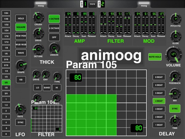 Moog Animoog Layout, Screenshot