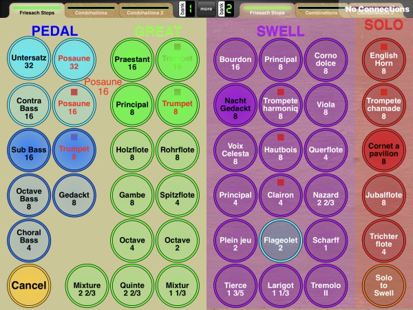 Typical Organ Stop Layout in MDP