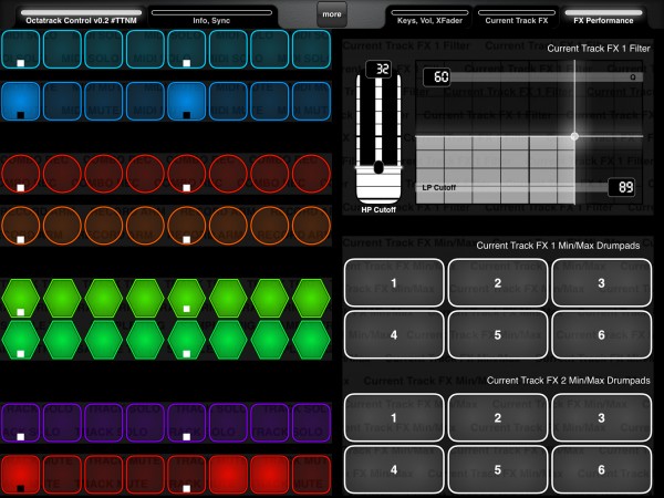 An experimental performance panel for FX on the right with X-Y and drumpad controls