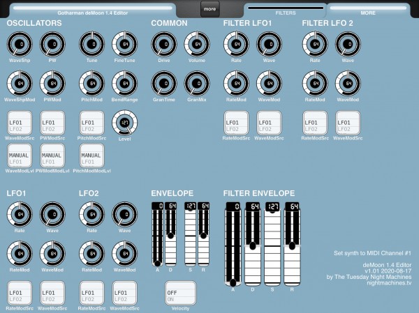 Main view with Filter LFO and Envelope editor