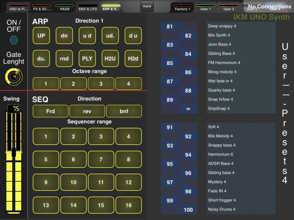 ARP and SEQ, Gate and presets 81 to 
