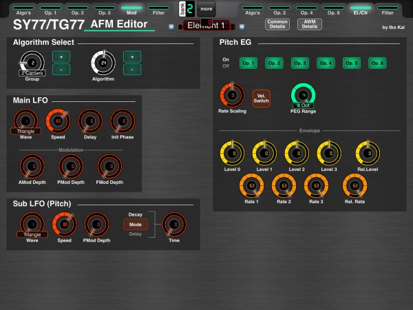 Yamaha SY77/TG77 Voice Editor Screenshot