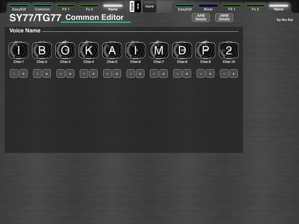 Yamaha SY77/TG77 Voice Editor Screenshot