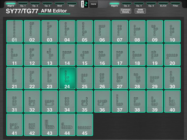 Yamaha SY77/TG77 Voice Editor Screenshot