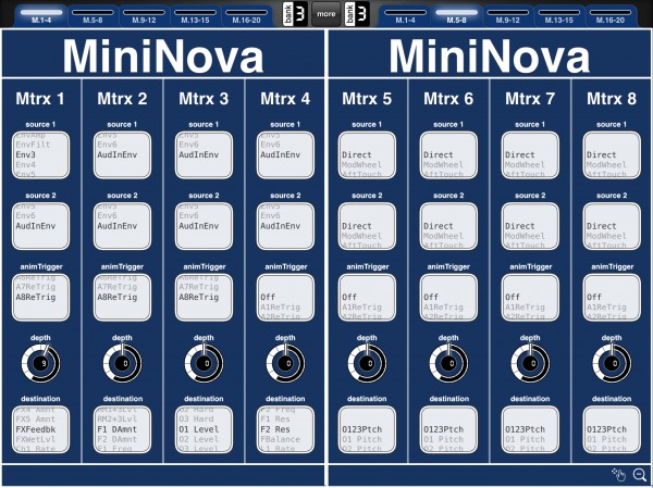 MiniNova synth editor for ipad - ModRouting Matrixes.png