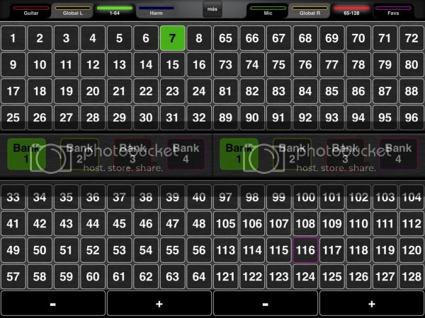 Presets 1-64 (Left), Presets 65-128 (Right)