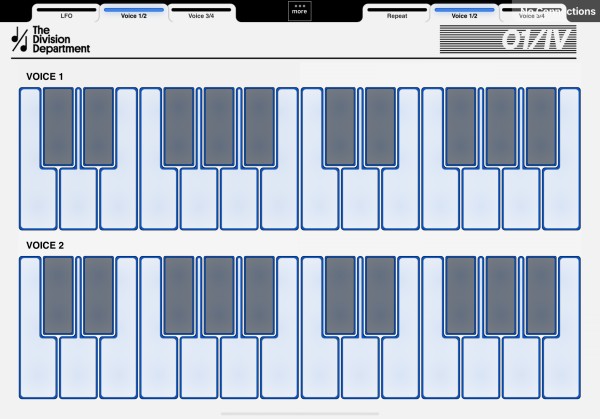 Chromatic keyboard for voice 1 and 2