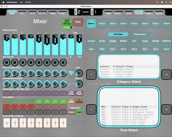 2.30 Improved Mixer Layout, Tone Select 
