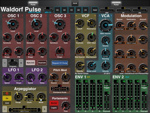 Waldorf Pulse layout for MIDI Designer on iPad (Retina, Classic)