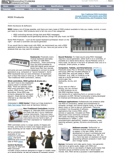 MMA MIDI Products List